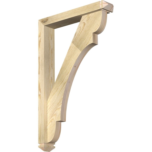 Ekena Millwork Olympic Arts and Crafts Rough Sawn Bracket w/ Offset Brace, Douglas Fir, 4"W x 22"D x 34"H BKT0402X22X34OLY03RDF - main